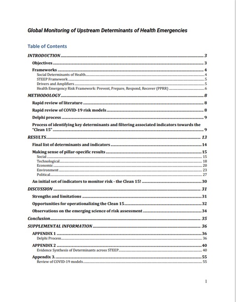 Global Monitoring of Upstream Determinants of Health Emergencies
