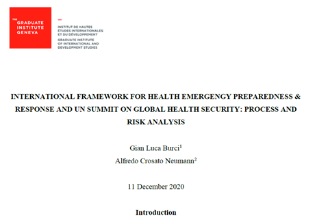 International Framework for Health Emergency Preparedness & Response and UN Summit on Global Health Security