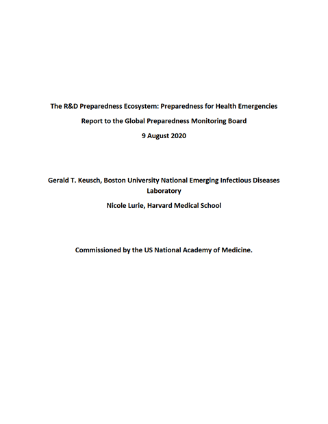 The R&D Preparedness Ecosystem: Preparedness for Health Emergencies